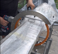 ملفاف يدوي مداري يعمل بالطاقة | آلة تغليف أفلام قابلة للتمدد محمولة للأنابيب والأخشاب والمنتجات الطويلة HROW-450 Thumb