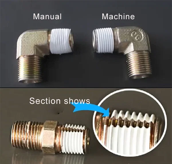عرض عينة من خيوط الأنابيب آلة تغليف الشريط PTFE ، آلة تغليف شريط التيفون خيوط الأنابيب ، تجهيزات الصمامات آلة تغليف شريط التفلون ، آلة تغليف الشريط PTFE للمفاصل اللولبية ، تجهيزات السباكة آلة تغليف الشريط التفلون ، موصل تنقية المياهآلة تغليف شريط تفلون ، تجهيزات أنابيب الزيت الهيدروليكي 