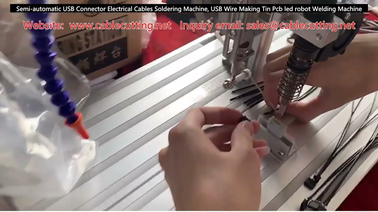 آلة لحام كابلات USB شبه أوتوماتيكية - ماكينة تصنيع أسلاك USB وقصدير PCB وروبوت LED